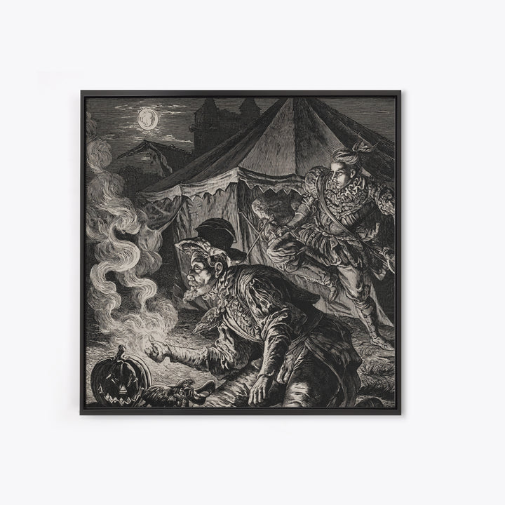 The Jack-O'-Lantern Circus, Renaissance Engraving Art, Square Wall Art, Dark Fantasy Wall Art, Canvas Print, Halloween Wall Art