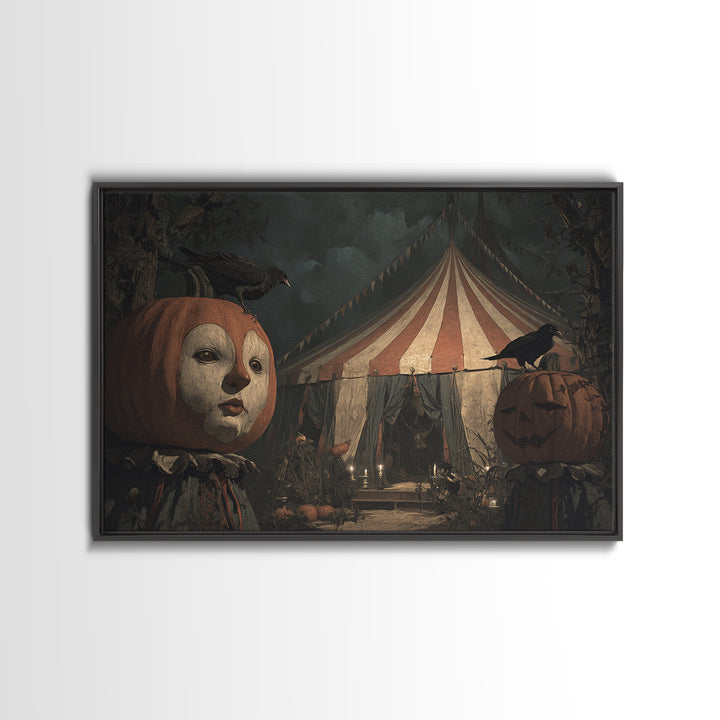 The Jack-O'-Lantern Circus, Symbolist Gothic Landscape, Landscape Wall Art, Dark Fantasy Wall Art, Canvas Print, Halloween Wall Art