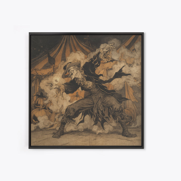 The Jack-O'-Lantern Circus, Decadent Gothic Art, Square Wall Art, Dark Halloween Decor, Canvas Print, Halloween Wall Art
