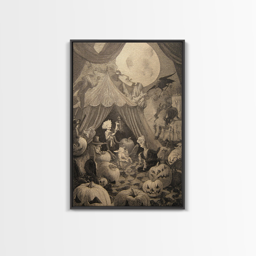 The Jack-O'-Lantern Circus, Victorian Macabre Art, Vertical Wall Art, Gothic Horror Wall Art, Canvas Print, Halloween Wall Art