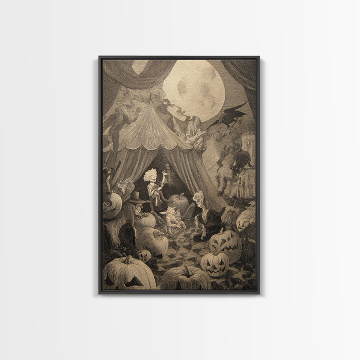 The Jack-O'-Lantern Circus, Victorian Macabre Art, Vertical Wall Art, Gothic Horror Wall Art, Canvas Print, Halloween Wall Art