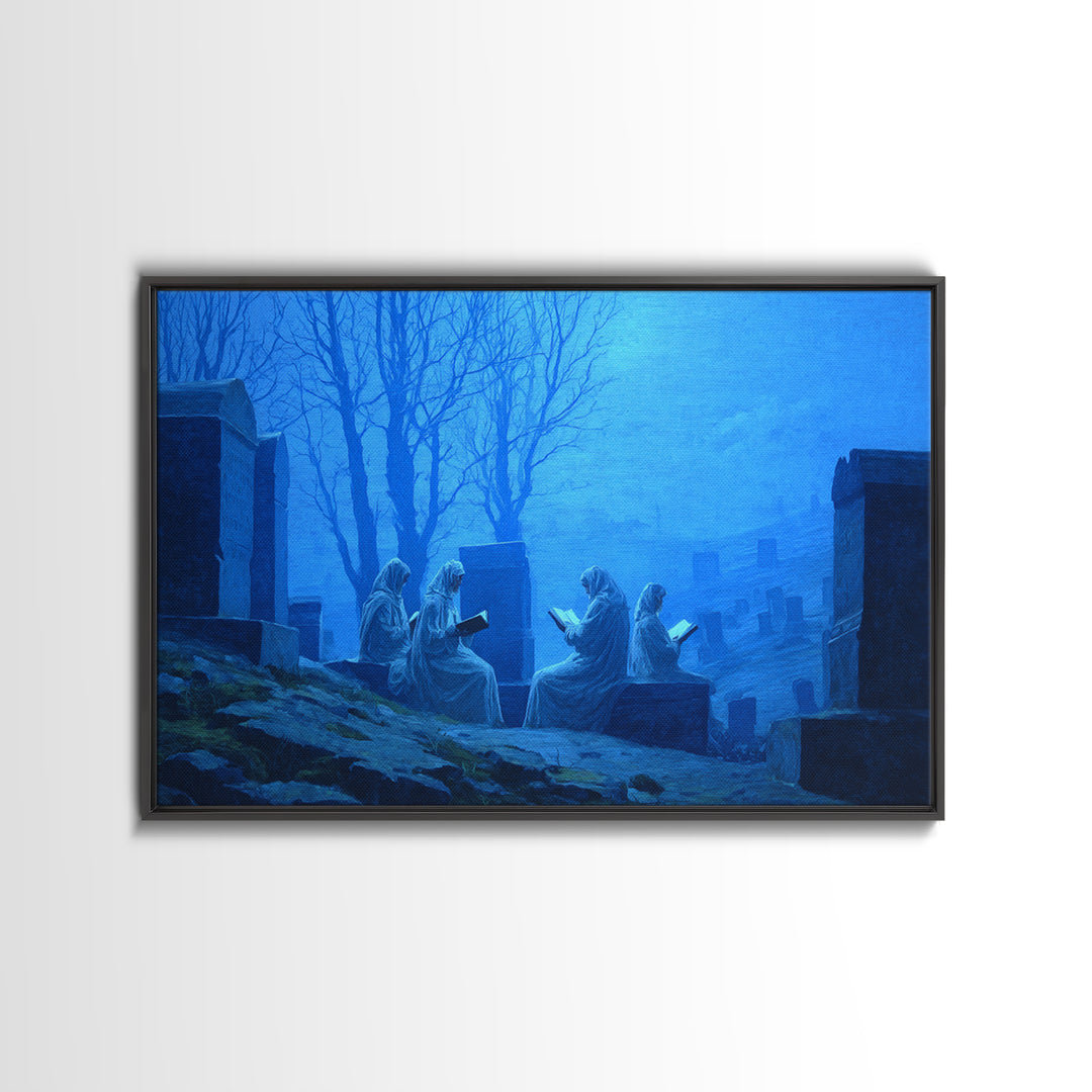 The Graveyard Book Club, Romantic Gothic Landscape, Landscape Wall Art, Macabre Wall Art, Canvas Print, Halloween Wall Art