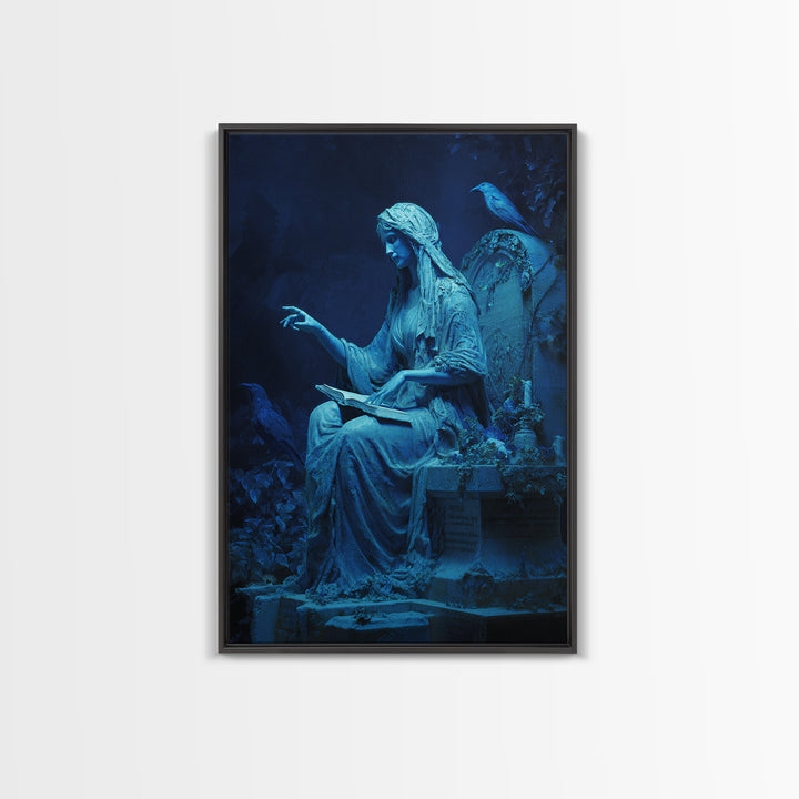 The Graveyard Book Club, Ornate Symbolist Art, Vertical Wall Art, Macabre Wall Art, Framed Canvas Print, Halloween Wall Art
