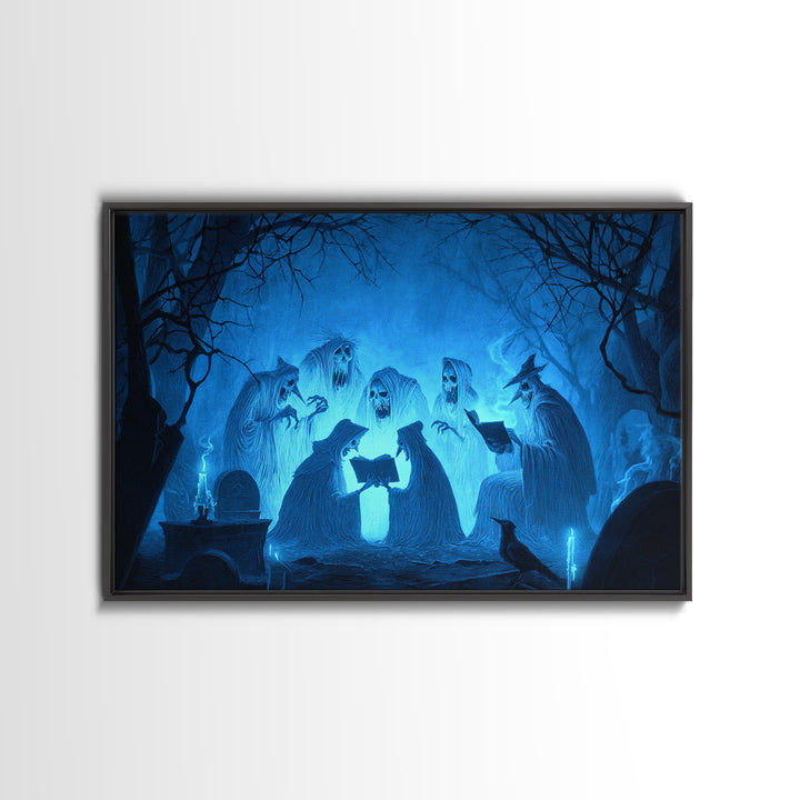 The Graveyard Book Club, Expressionist Nightmare Art, Landscape Wall Art, Macabre Wall Art, Canvas Print, Halloween Wall Art