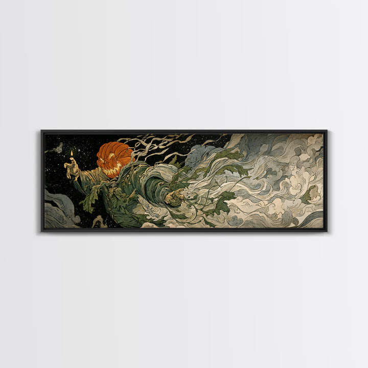 The Cosmic Pumpkin God, Grotesque Carnival Art, Extra Wide Wall Art, Dark Fantasy Wall Art, Canvas Print, Halloween Wall Art