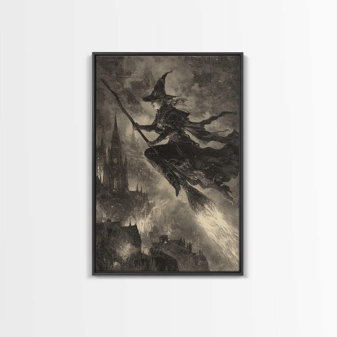 The Cyberpunk Witch, Decadent Gothic Art, Vertical Wall Art, Dark Fantasy Wall Art, Canvas Print, Halloween Wall Art