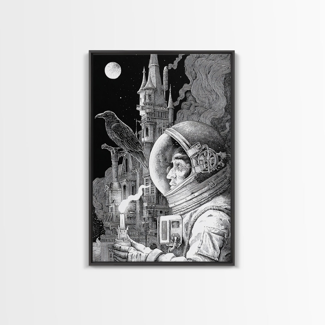The Astronaut Ghost, Victorian Macabre Art, Vertical Wall Art, Dark Fantasy Wall Art, Canvas Print, Halloween Wall Art, Halloween Decor