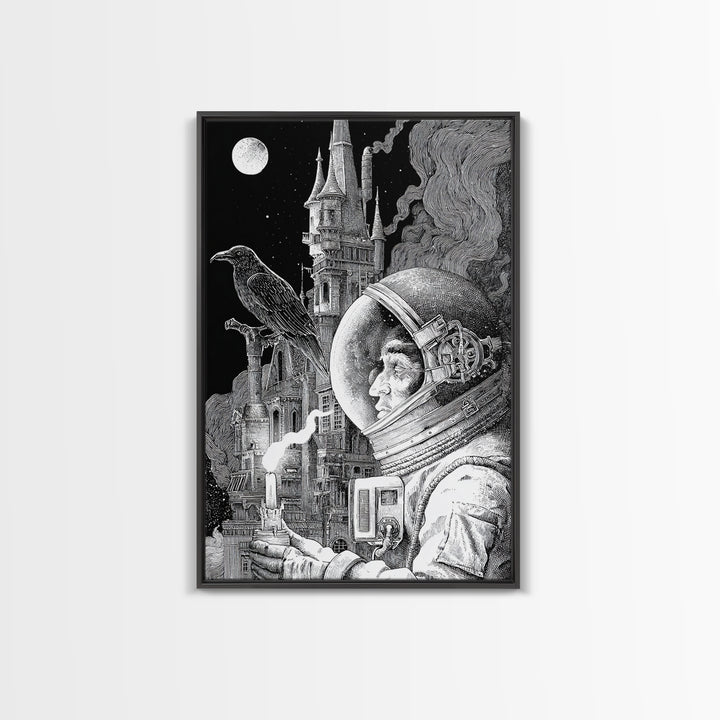 The Astronaut Ghost, Victorian Macabre Art, Vertical Wall Art, Dark Fantasy Wall Art, Canvas Print, Halloween Wall Art, Halloween Decor