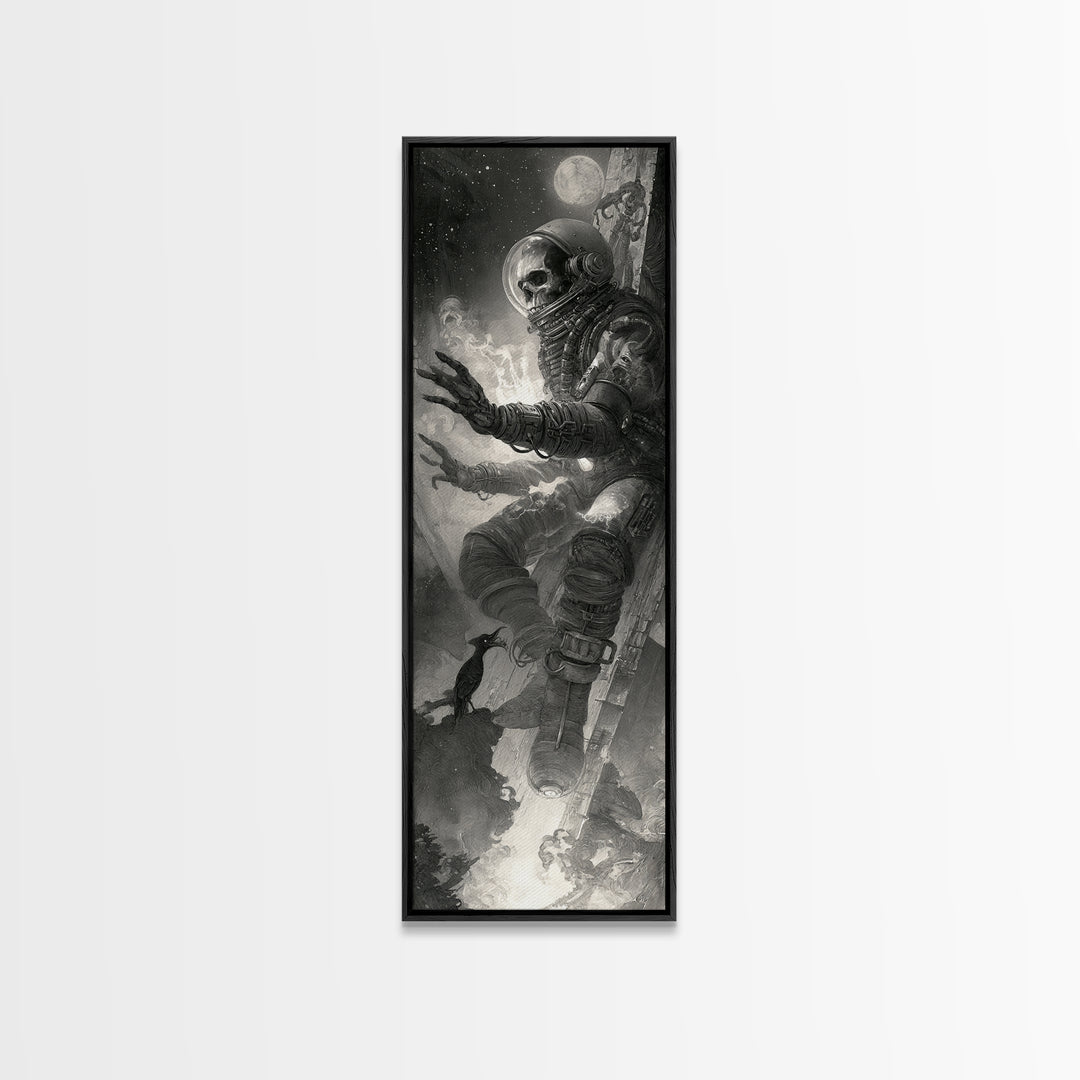 The Astronaut Ghost, Biomechanical Horror Art, Tall Narrow Wall Art, Gothic Horror Wall Art, Canvas Print, Halloween Wall Art