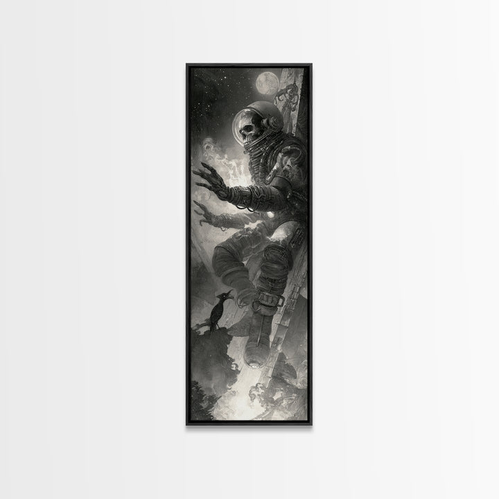 The Astronaut Ghost, Biomechanical Horror Art, Tall Narrow Wall Art, Gothic Horror Wall Art, Canvas Print, Halloween Wall Art