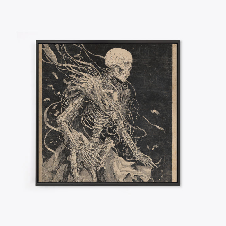 The Biomechanical Skeleton, Decadent Gothic Art, Square Wall Art, Macabre Wall Art, Canvas Print, Halloween Wall Art