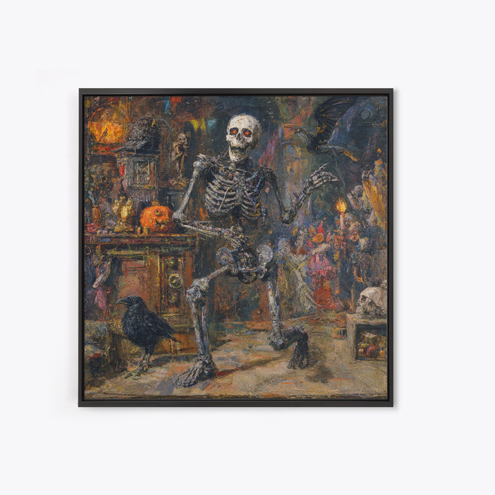 The Biomechanical Skeleton, Grotesque Carnival Art, Square Wall Art, Dark Halloween Decor, Canvas Print, Halloween Wall Art