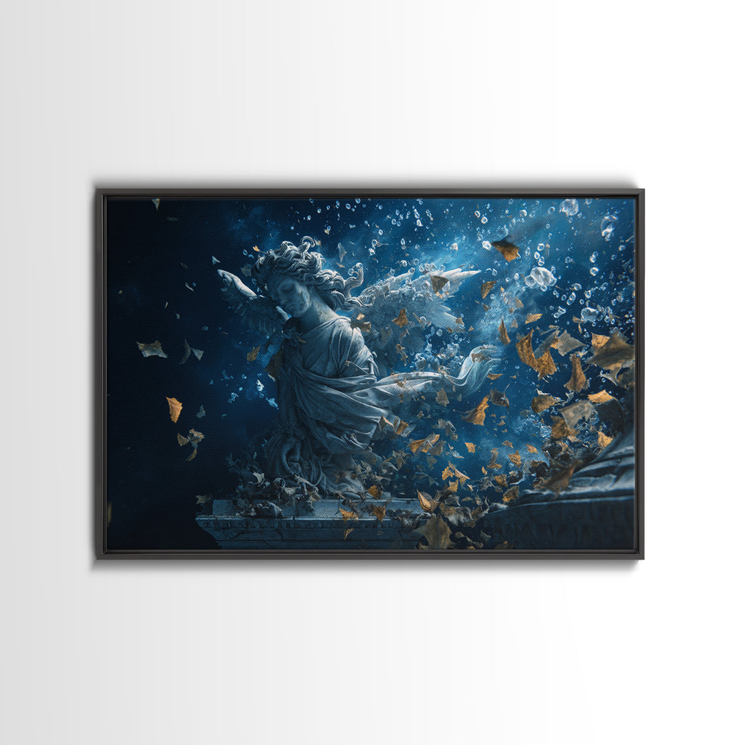 The Underwater Graveyard, Visionary Gothic Art, Landscape Wall Art, Dark Halloween Decor, Canvas Print, Halloween Wall Art