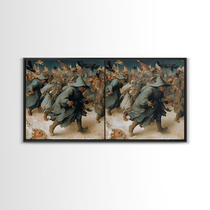 Desert Halloween, Northern Renaissance Horror, Wide Panoramic Art, Macabre Wall Art, Framed Canvas Print, Halloween Wall Art