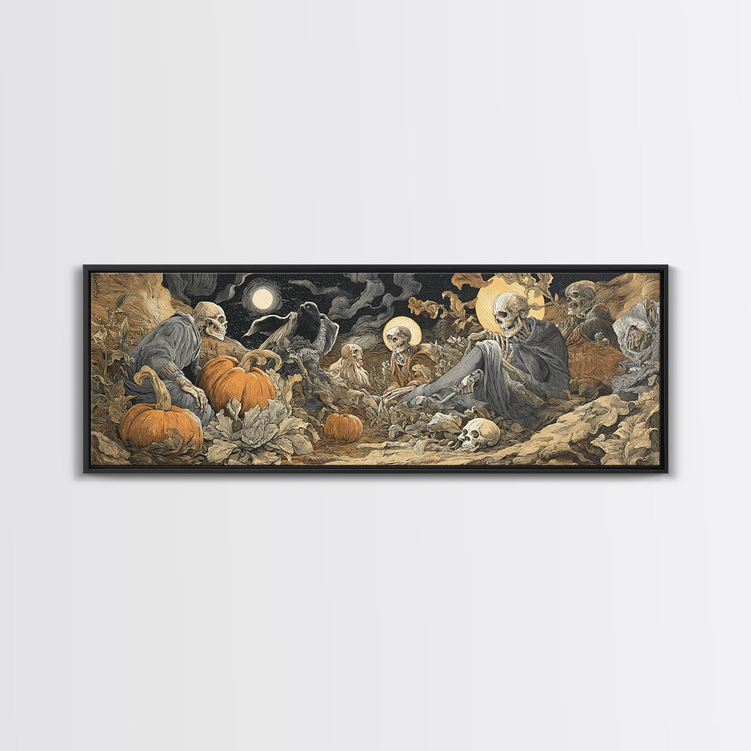 Desert Halloween, Dark Renaissance Art, Extra Wide Wall Art, Dark Fantasy Wall Art, Canvas Print, Halloween Wall Art