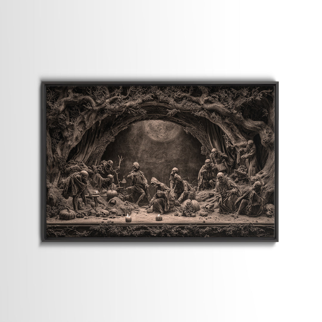 Desert Halloween, Baroque Witchcraft Art, Landscape Wall Art, Gothic Horror Wall Art, Canvas Print, Halloween Wall Art