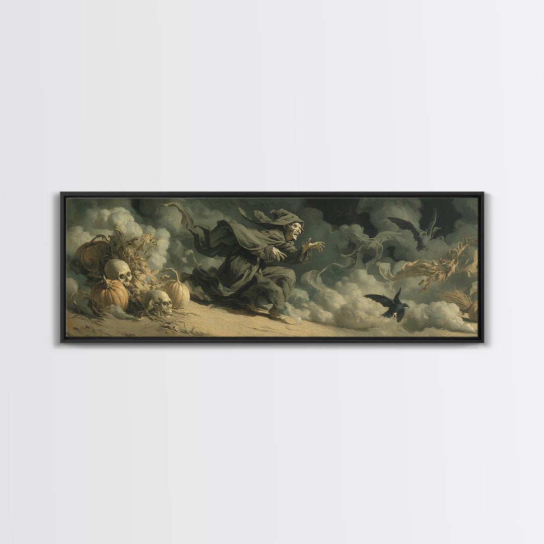 Desert Halloween, Gothic Nightmare Art, Extra Wide Wall Art, Dark Halloween Decor, Canvas Print, Halloween Wall Art, Dark Fantasy Art