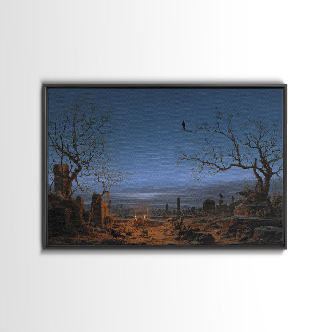 Desert Halloween, Romantic Gothic Landscape, Landscape Wall Art, Dark Fantasy Wall Art, Canvas Print, Halloween Wall Art