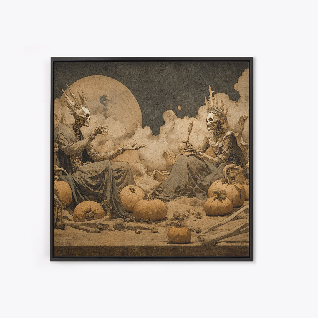 Desert Halloween, Dark Symbolist Art, Square Wall Art, Gothic Horror Wall Art, Framed Canvas Print, Halloween Wall Art