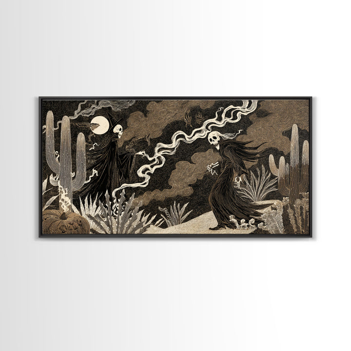 Desert Halloween, Expressionist Nightmare Art, Wide Panoramic Art, Macabre Wall Art, Canvas Print, Halloween Wall Art, Halloween Decor