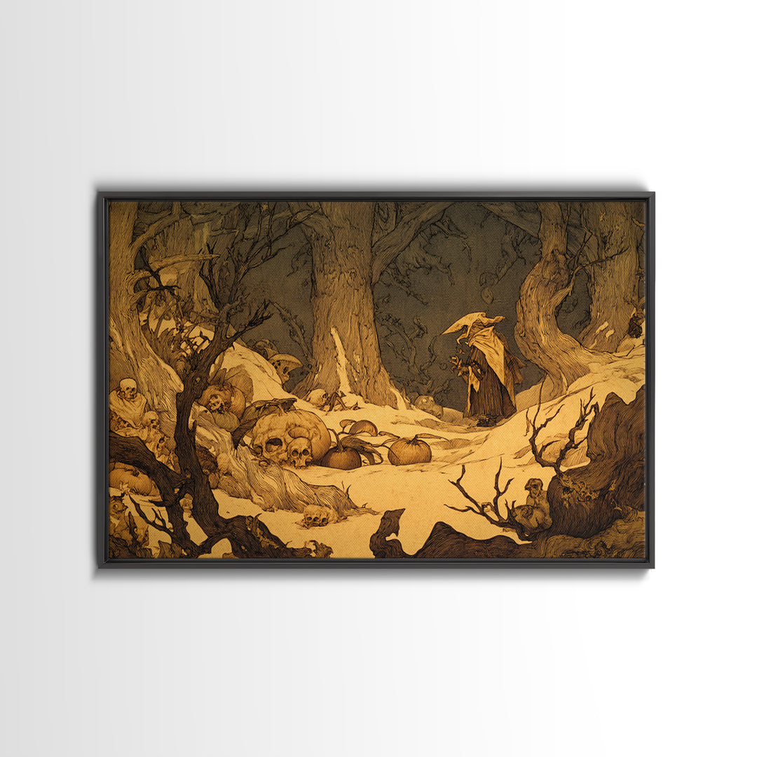 Desert Halloween, Gothic Storybook Art, Landscape Wall Art, Gothic Horror Wall Art, Canvas Print, Halloween Wall Art, Halloween Decor