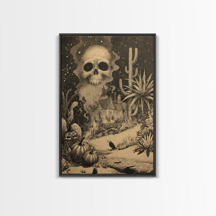 Desert Halloween, Victorian Macabre Art, Vertical Wall Art, Dark Fantasy Wall Art, Canvas Print, Halloween Wall Art, Halloween Decor