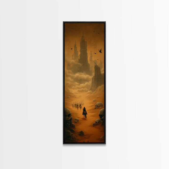 Desert Halloween, Surreal Apocalyptic Art, Tall Narrow Wall Art, Macabre Wall Art, Canvas Print, Halloween Wall Art