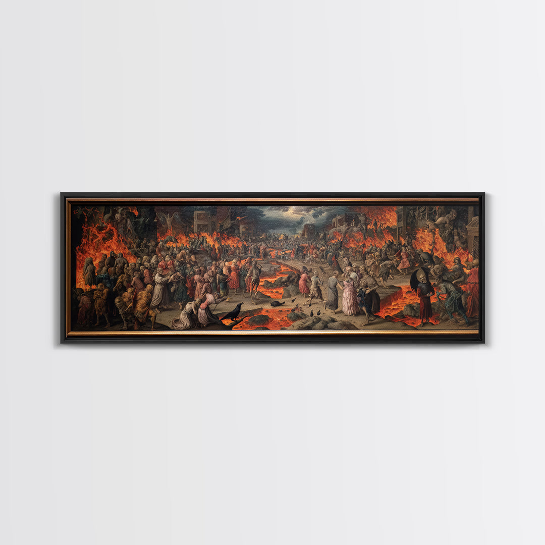 The Volcanic Demon Festival, Danse Macabre Art, Extra Wide Wall Art, Gothic Horror Wall Art, Canvas Print