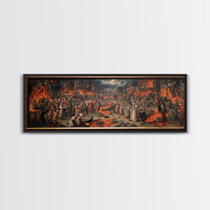 The Volcanic Demon Festival, Danse Macabre Art, Extra Wide Wall Art, Gothic Horror Wall Art, Canvas Print