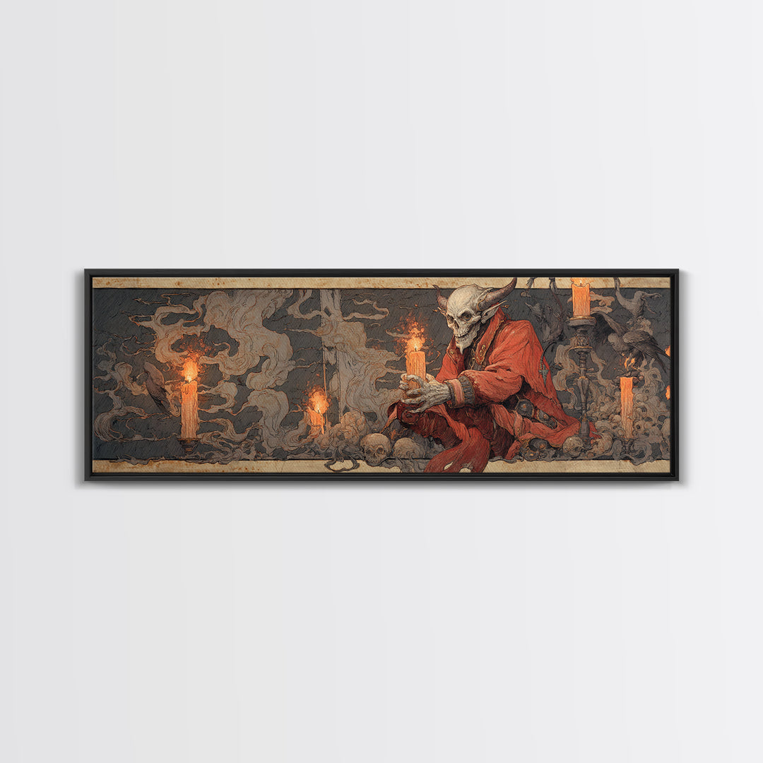 The Volcanic Demon Festival, Decadent Gothic Art, Extra Wide Wall Art, Macabre Wall Art, Canvas Print, Halloween Wall Art