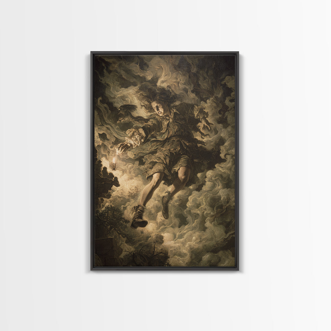 The Clockwork Haunted House, Baroque Witchcraft Art, Vertical Wall Art, Dark Fantasy Wall Art, Framed Canvas Print, Halloween Wall Art