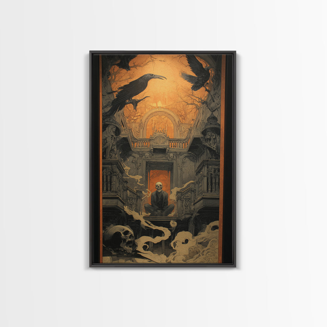 The Clockwork Haunted House, Decadent Gothic Art, Vertical Wall Art, Dark Fantasy Wall Art, Canvas Print, Halloween Wall Art
