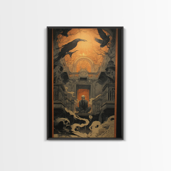 The Clockwork Haunted House, Decadent Gothic Art, Vertical Wall Art, Dark Fantasy Wall Art, Canvas Print, Halloween Wall Art