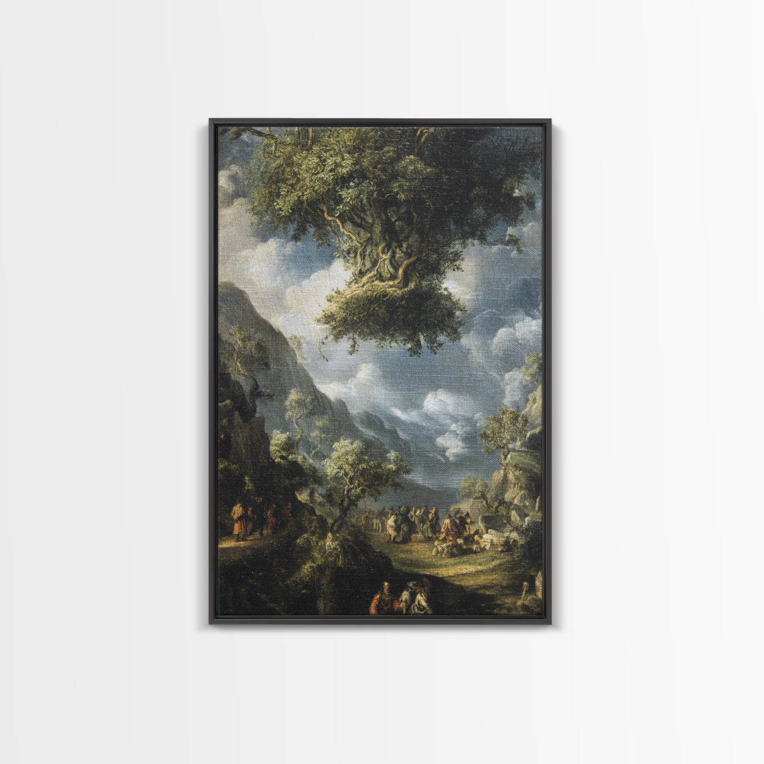 The Upside-Down Cemetery, Baroque Witchcraft Art, Vertical Wall Art, Macabre Wall Art, Canvas Print, Halloween Wall Art