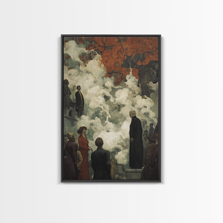 The Upside-Down Cemetery, Dark Symbolist Art, Vertical Wall Art, Gothic Horror Wall Art, Canvas Print, Halloween Wall Art