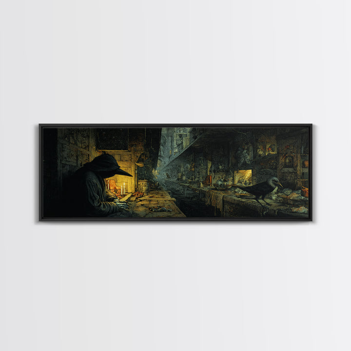 The Infinite Hallway, Medieval Grotesque Art, Extra Wide Wall Art, Dark Halloween Decor, Canvas Print, Halloween Wall Art