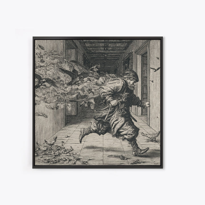 The Infinite Hallway, Renaissance Engraving Art, Square Wall Art, Gothic Horror Wall Art, Canvas Print, Halloween Wall Art