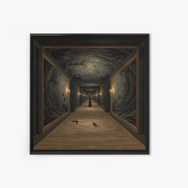 The Infinite Hallway, Baroque Witchcraft Art, Square Wall Art, Macabre Wall Art, Canvas Print, Halloween Wall Art, Horror Wall Art