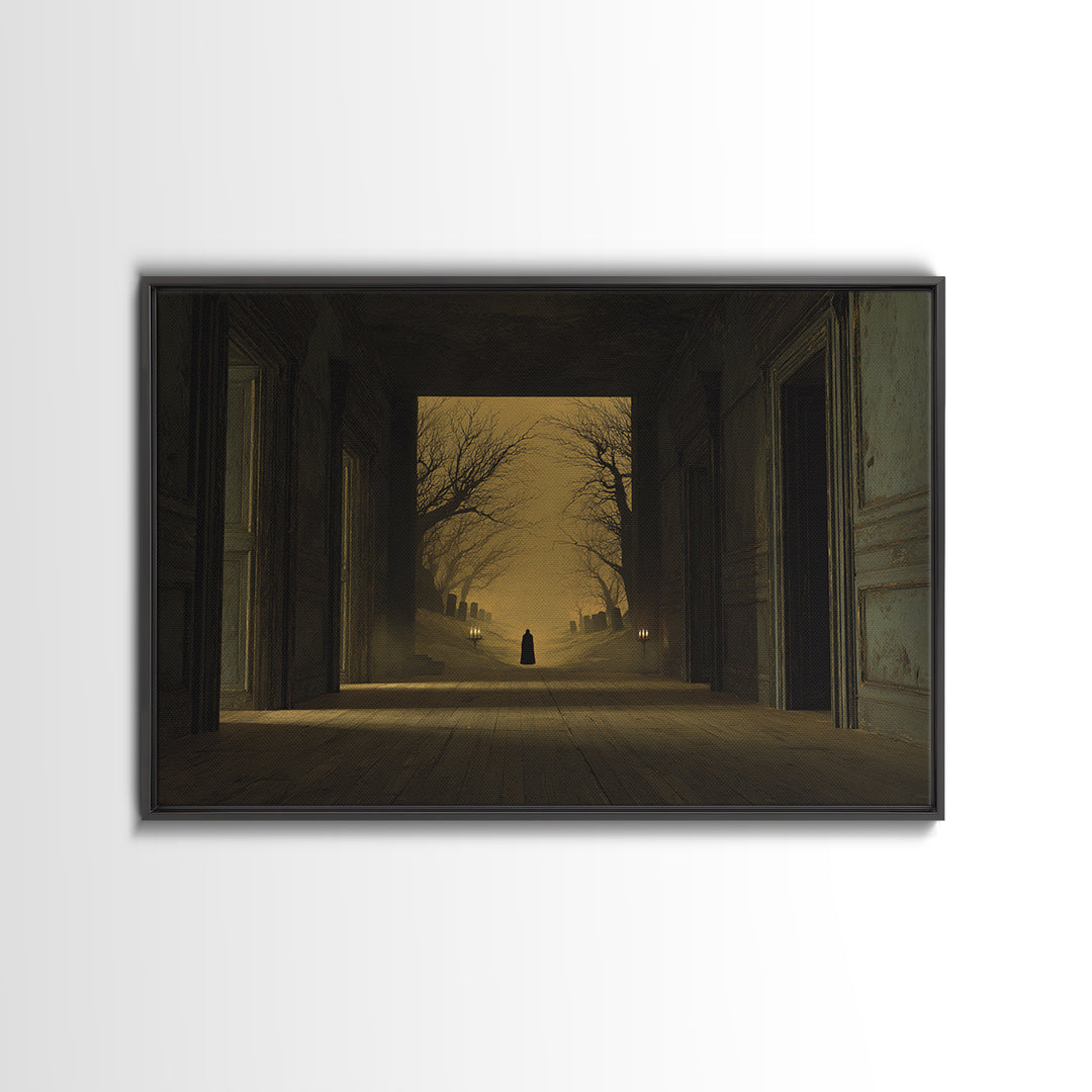 The Infinite Hallway, Romantic Gothic Landscape, Landscape Wall Art, Dark Halloween Decor, Canvas Print, Halloween Wall Art