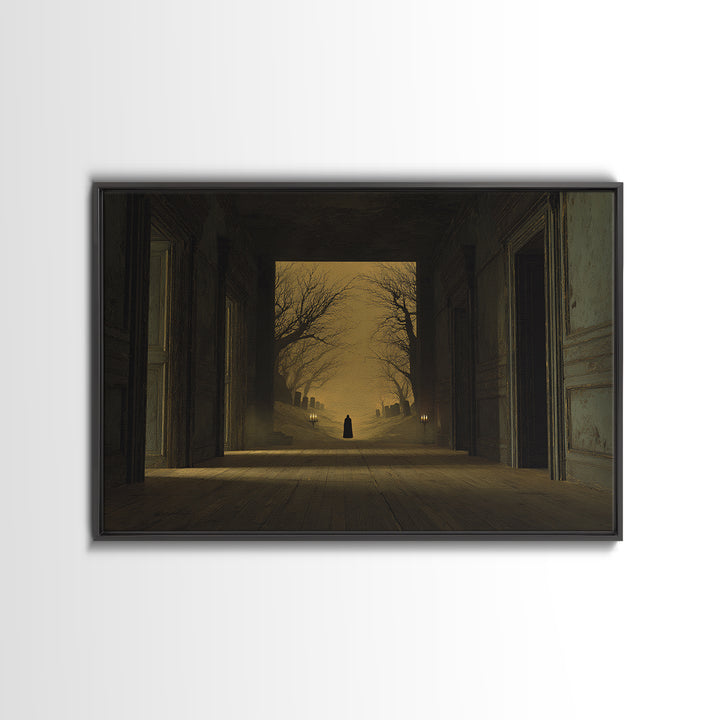 The Infinite Hallway, Romantic Gothic Landscape, Landscape Wall Art, Dark Halloween Decor, Canvas Print, Halloween Wall Art