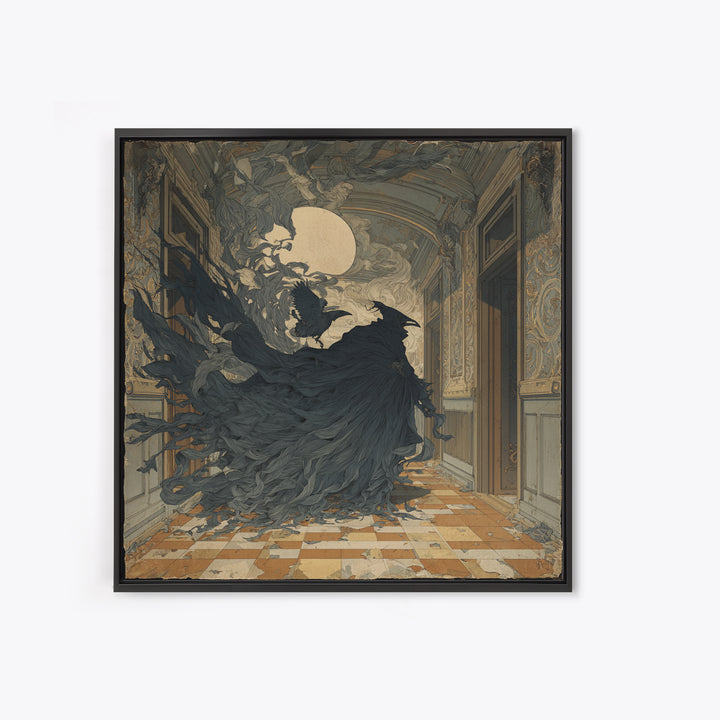 The Infinite Hallway, Decadent Gothic Art, Square Wall Art, Dark Halloween Decor, Canvas Print, Halloween Wall Art, Gothic Home Decor