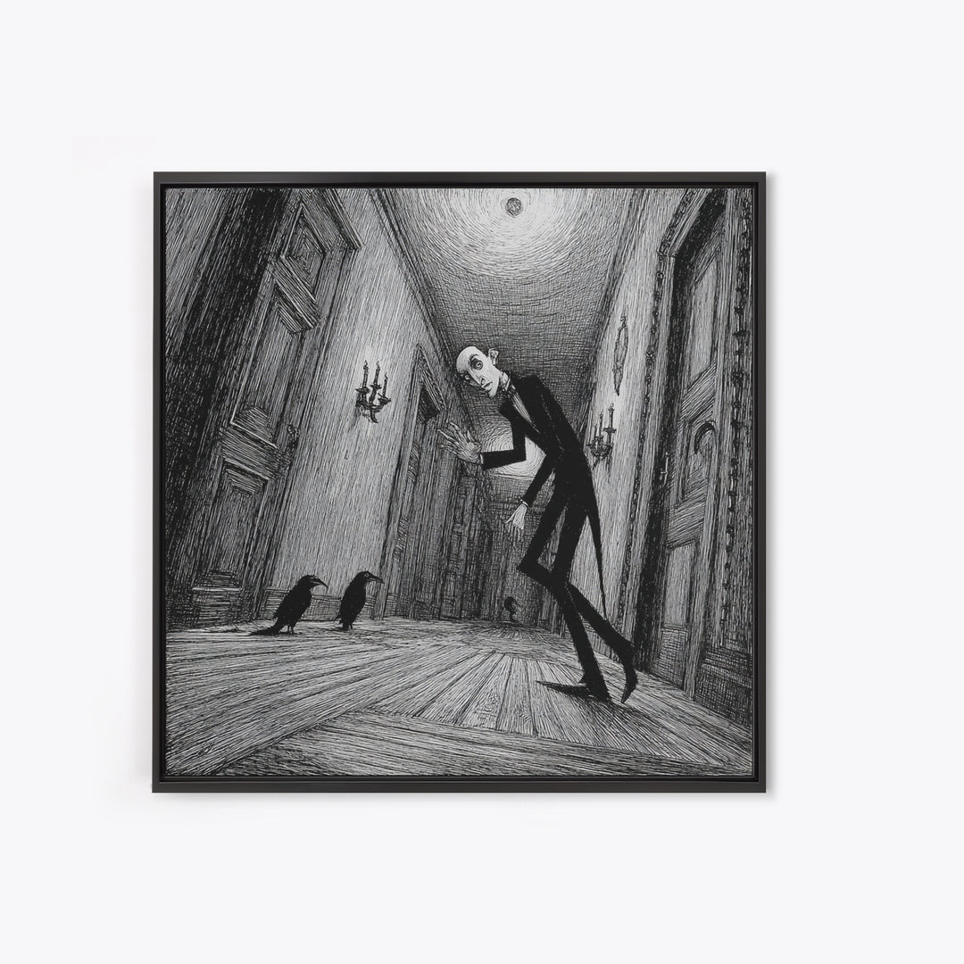 The Infinite Hallway, Victorian Macabre Art, Square Wall Art, Dark Halloween Decor, Canvas Print, Halloween Wall Art