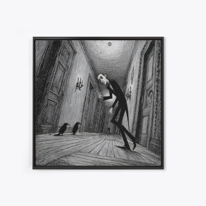The Infinite Hallway, Victorian Macabre Art, Square Wall Art, Dark Halloween Decor, Canvas Print, Halloween Wall Art