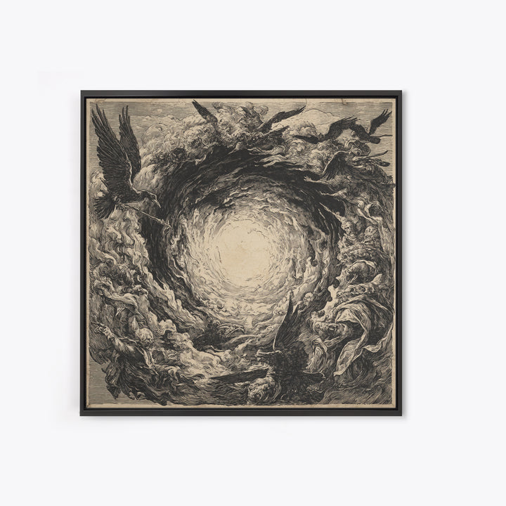 The Autumn-Leaf Ghost, Renaissance Engraving Art, Square Wall Art, Gothic Horror Wall Art, Canvas Print, Halloween Wall Art