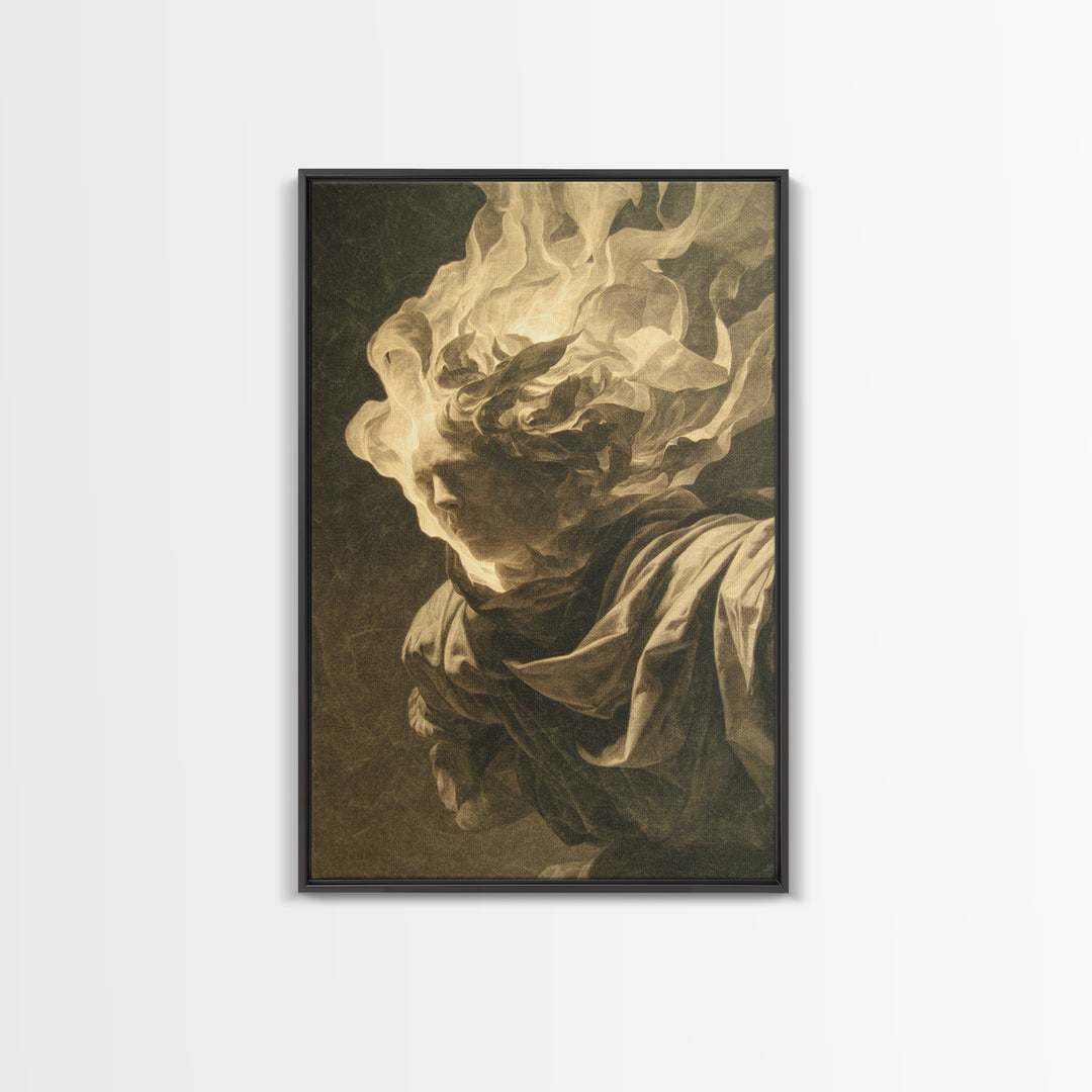 The Autumn-Leaf Ghost, Gothic Nightmare Art, Vertical Wall Art, Gothic Horror Wall Art, Framed Canvas Print, Halloween Wall Art