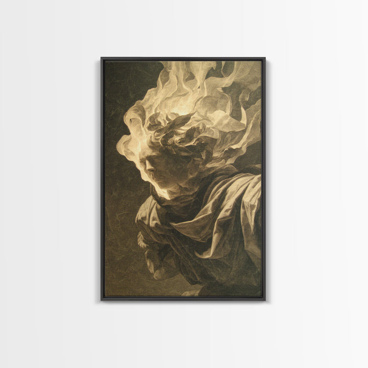 The Autumn-Leaf Ghost, Gothic Nightmare Art, Vertical Wall Art, Gothic Horror Wall Art, Framed Canvas Print, Halloween Wall Art
