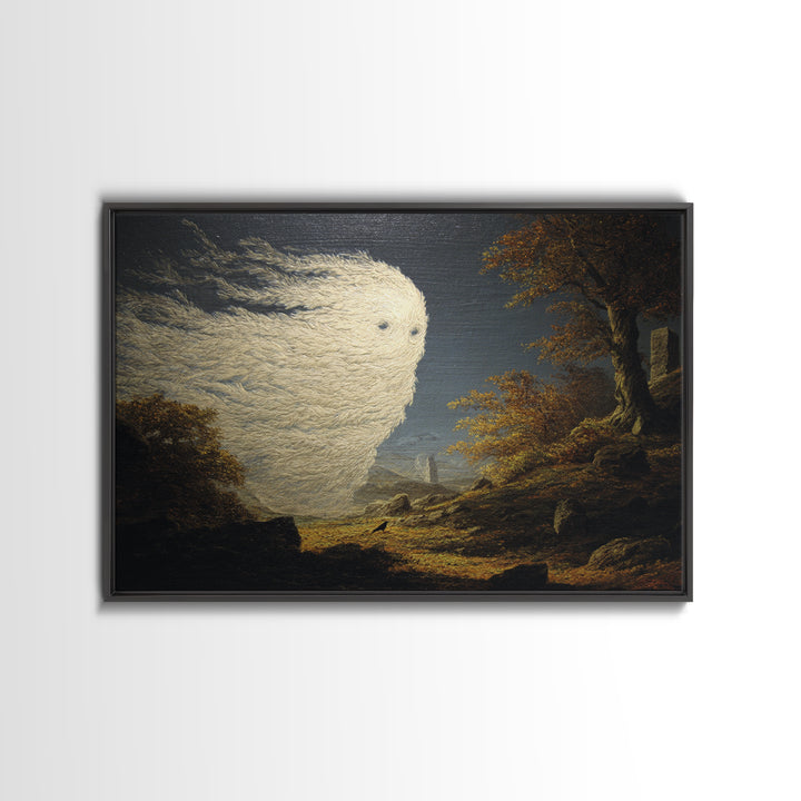 The Autumn-Leaf Ghost, Romantic Gothic Landscape, Landscape Wall Art, Dark Halloween Decor, Framed Canvas Print, Horror Wall Art