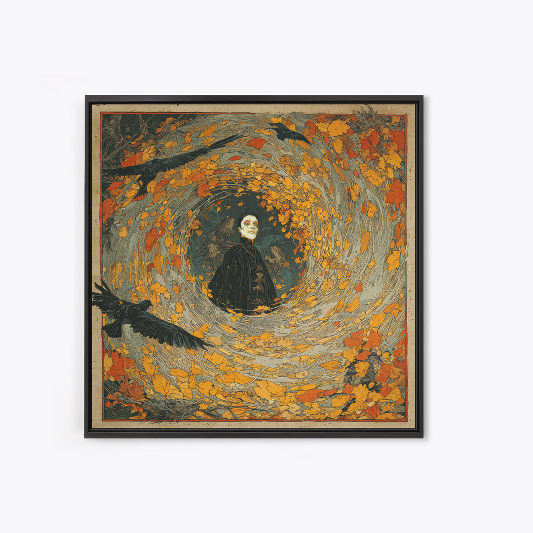 The Autumn-Leaf Ghost, Decadent Gothic Art, Square Wall Art, Macabre Wall Art, Canvas Print, Halloween Wall Art, Spooky Wall Decor