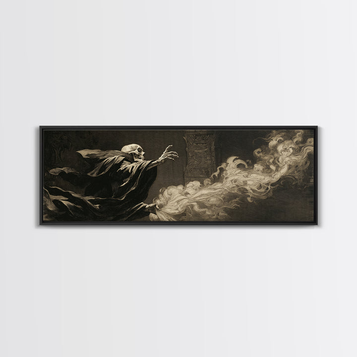The Cathedral Of Bones, Dark Romantic Horror Art, Extra Wide Wall Art, Gothic Horror Wall Art, Framed Canvas Print, Halloween Wall Art