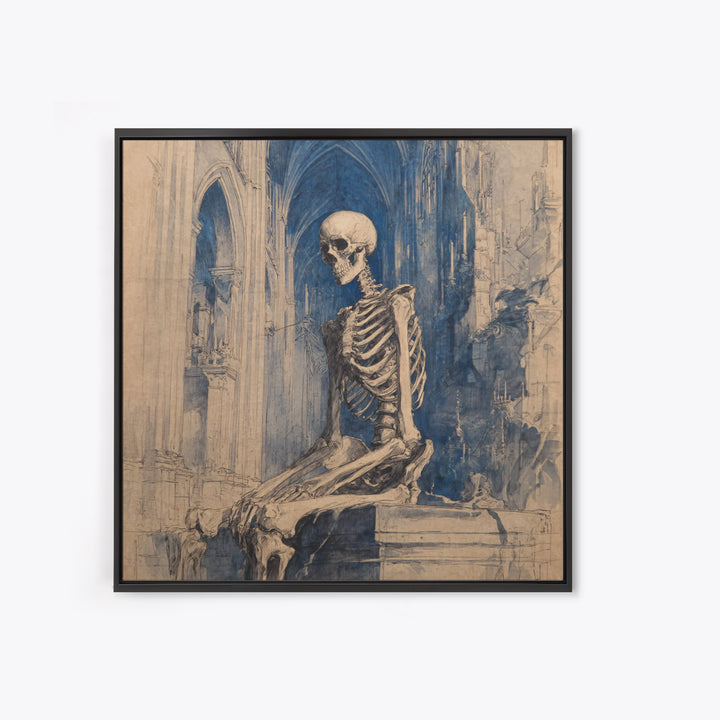 The Cathedral Of Bones, Decadent Gothic Art, Square Wall Art, Gothic Horror Wall Art, Framed Canvas Print, Halloween Wall Art
